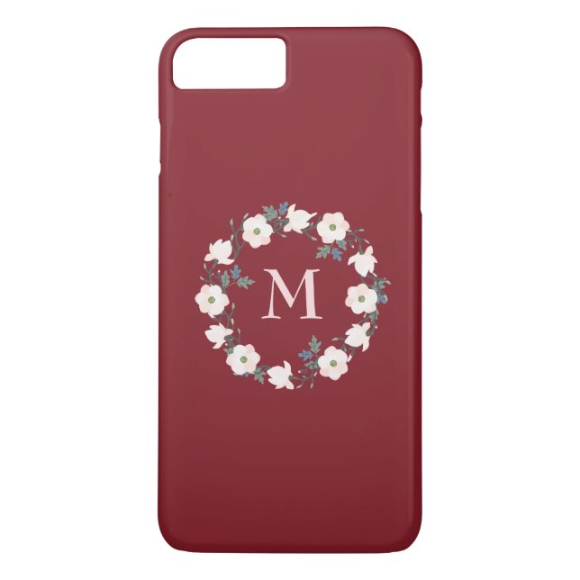 Borgundy Blush Pink Bläschen Blumenkraut Monogramm Case-Mate iPhone Hülle (Rückseite)