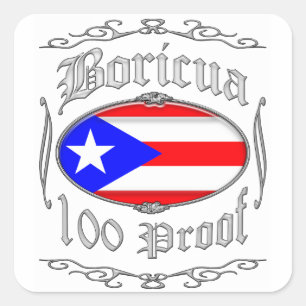 Boricua 100 Proof2 Quadratischer Aufkleber