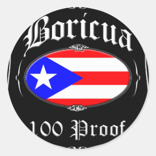 Boricua 100 Proof Runder Aufkleber