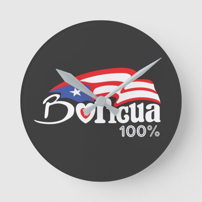 Boricua 100% Puerto Rico Clock Runde Wanduhr (Vorderseite)