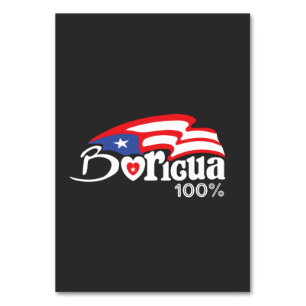 Boricua 100% Puerto Rico Tischkarte Tischnummer