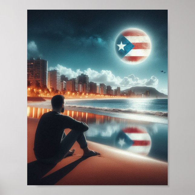 Boricua Aunque Sea en la Luna Poster (Vorne)