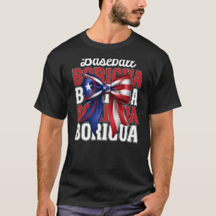 Boricua Baseball Kokette-Schleife Puerto Rico Desi T-Shirt