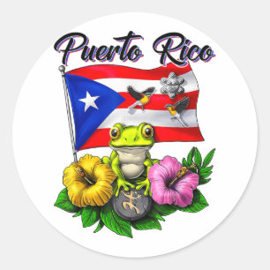 Boricua Coqui Frog Taino Puerto Rico Puerto Rico Runder Aufkleber