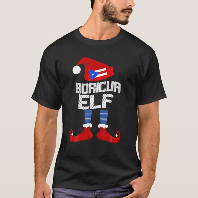 Boricua Elf Gruppe Matching Familie Weihnachtsgesc T-Shirt (Vorderseite)