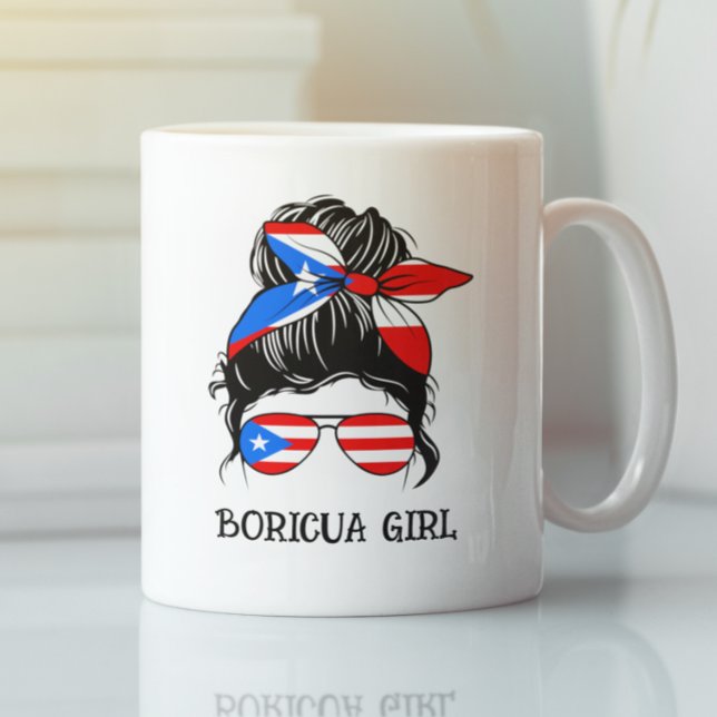 Boricua Girl Puerto Rico Flag Kaffeetasse (Customizable Boricua Girl Puerto Rico Flag Coffee Mug)