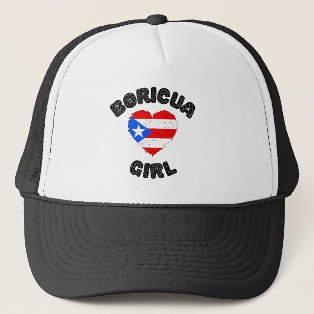 Boricua Girl Puerto Rico Truckerkappe (Vorderseite)