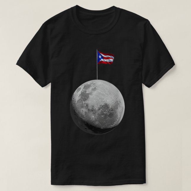 Boricua hasta en la luna Puerto Rico auf der Flagg T-Shirt (Design vorne)