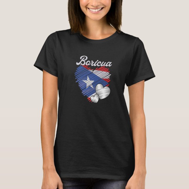 Boricua Heart Puerto Rico Flag Patriotic Puerto Ri T-Shirt (Vorderseite)