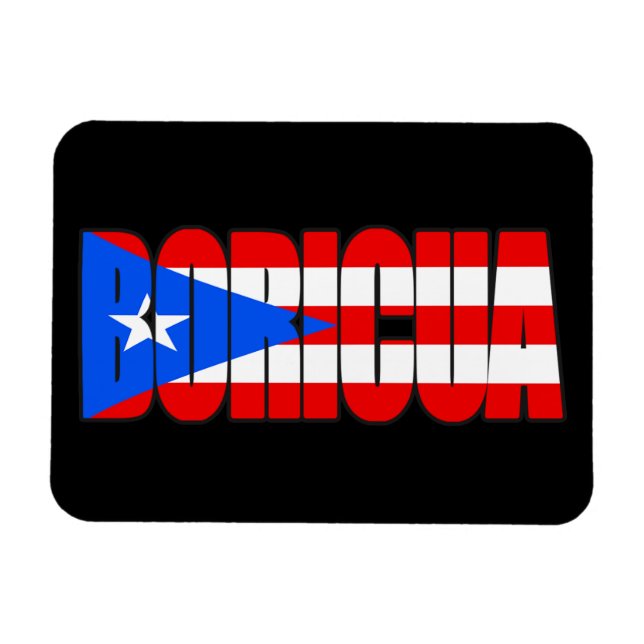 Boricua Puerto Rican Flag Typography Magnet (Horizontal)