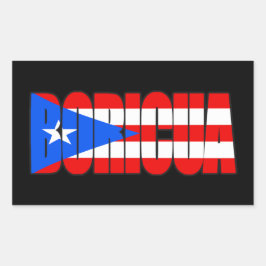 Boricua Puerto Rican Flag Typography Rechteckiger Aufkleber