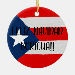 Boricua Puerto Rico Fahne coqui Weihnachten Kerami Keramik Ornament