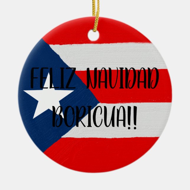 Boricua Puerto Rico Fahne coqui Weihnachten Kerami Keramik Ornament (Vorne)