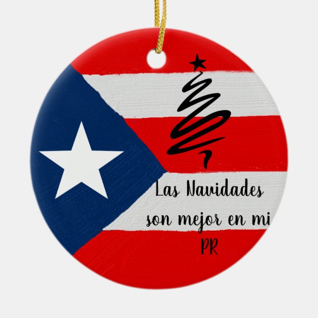 Boricua Puerto Rico Fahne Weihnachten Keramik Ornament (Vorne)