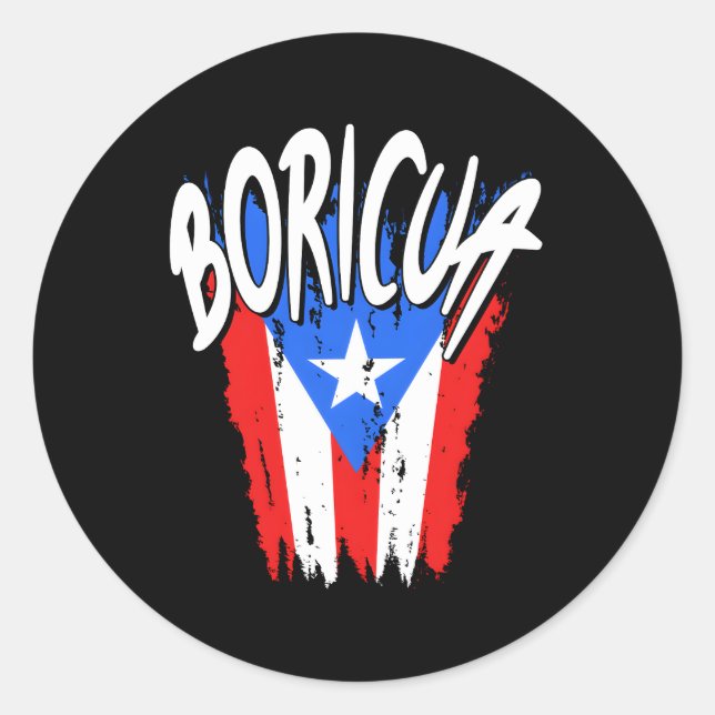 Boricua Puerto-Rico-Flagge erschüttert Runder Aufkleber (Vorderseite)
