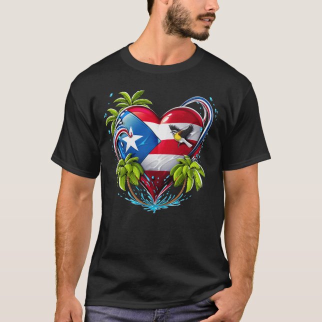 Boricua Puerto Rico Heart T-Shirt (Vorderseite)