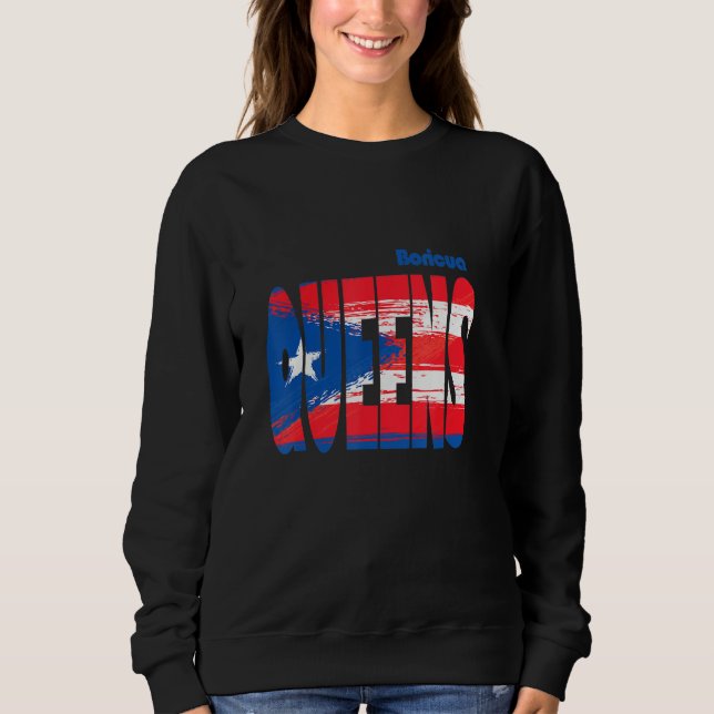 Boricua Roots Puerto Rico Pride PR Queens Puerto R Sweatshirt (Vorderseite)