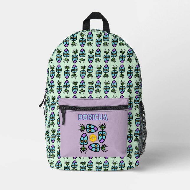 Boricua-Schamanen-Rucksack Bedruckter Rucksack (Vorderseite)