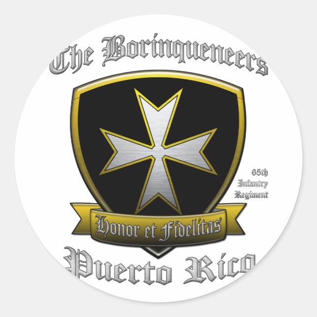 Borinqueneers Runder Aufkleber (Vorderseite)