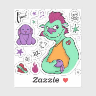 Boris, das Monster, das aufklebende Set Aufkleber