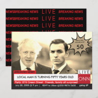 Boris Johnson 50. Geburtstag Mens Funny TV News