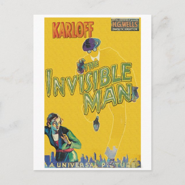 Boris Karloff als unsichtbarer Mann Postkarte (Vorderseite)