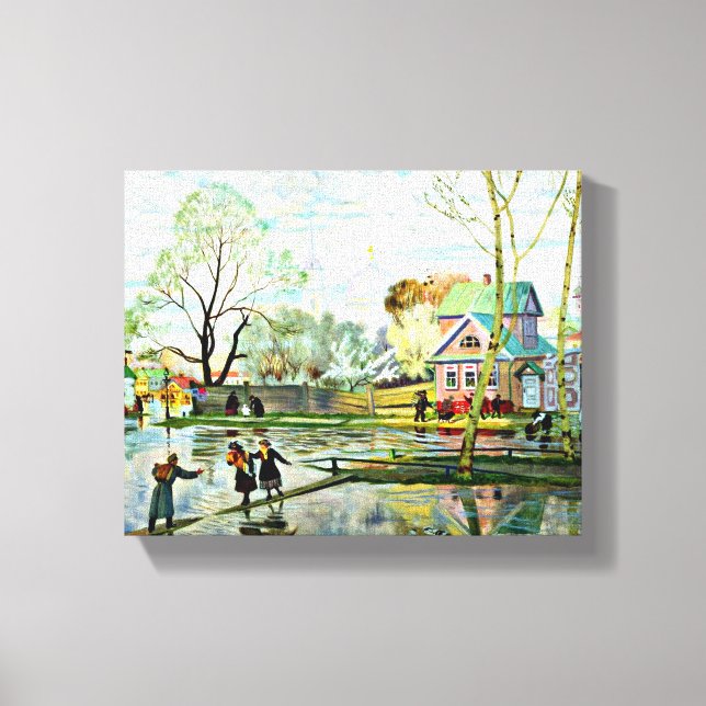 Boris Kustodiev, Frühjahr, berühmtes Bild Leinwanddruck (Vorderseite)
