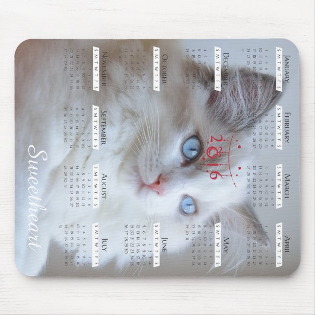 Boris SugarPuffs mousepad mit Kalender 2016 (Vorne)