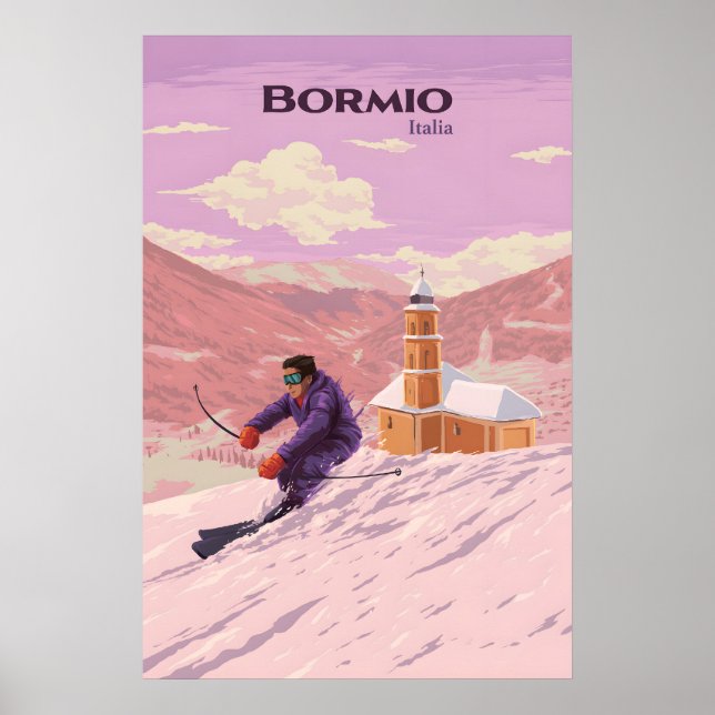Bormio Skigebiet Reiseplakat Poster (Vorne)
