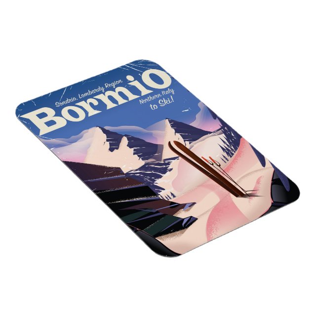 Bormio, Sondrio, Lombardei, Italien Skiposter. Magnet (Rechte Seite)