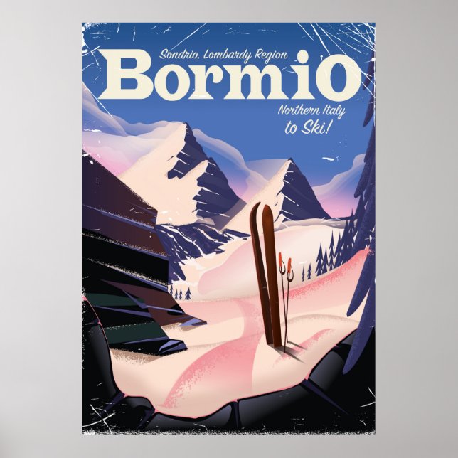 Bormio, Sondrio, Lombardei, Italien Skiposter. Poster (Vorne)