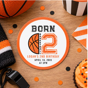 Born 2 Ball Basketball 2. Geburtstagsfeier  Runder Aufkleber