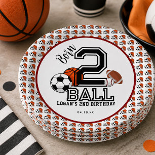 Born 2 Ball Sport-Thema Junge’s 2. Geburtstagsfeie Pappteller