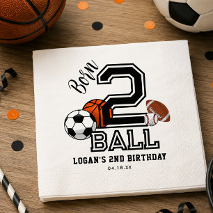 Born 2 Ball Sport-Thema Junge’s 2. Geburtstagsfeie Serviette
