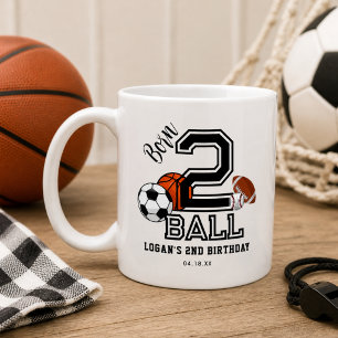 Born 2 Ball Sport-Thema Jungen 2. Geburtstagsfeier Kaffeetasse