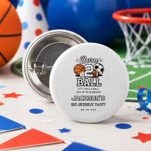 Born 2 Ball Sport-Themen-Party für einen 2. Geburt Button