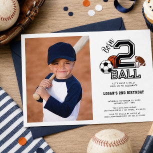 Born 2 Ball Sport-Themen-Party für Jungen zum 2. G Einladung