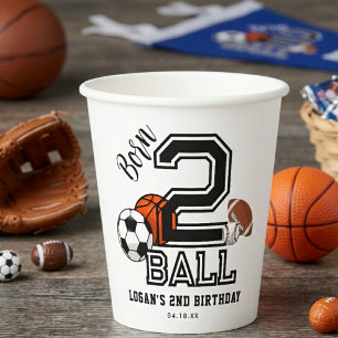 Born 2 Ball Sport-Themen-Party für Jungen zum 2. G Pappbecher