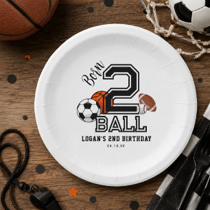 Born 2 Ball Sport-Themen-Party für Jungen zum 2. G Pappteller