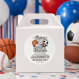 Born 2 Ball Sport-Themen-Party zum 2. Geburtstag e Runder Aufkleber