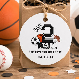 Born 2 Ball Sports Theme Jungen 2. Geburtstagsfeie Geschenkanhänger