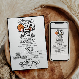 Born 2 Ball Sports Themed Boy 2nd Birthday Party Einladung