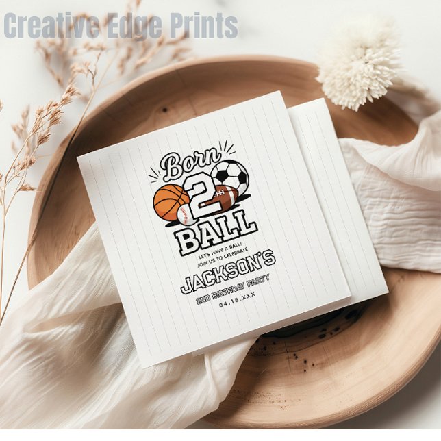 Born 2 Ball Sports Themed Boy 2nd Birthday Party Serviette (Born 2 Ball Sports Themed Boy 2nd Birthday Party napkins)