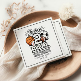 Born 2 Ball Sports Themed Boy 2nd Birthday Party Serviette