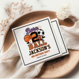 Born 2 Ball Sports-Themed Boy 2nd Birthday Party Serviette