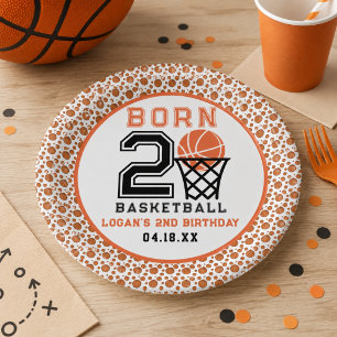 Born 2 Basketball Sport Jungen 2. Geburtstag Pappteller