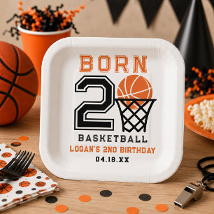 Born 2 Basketball Sportjunge zum 2. Geburtstag Pappteller