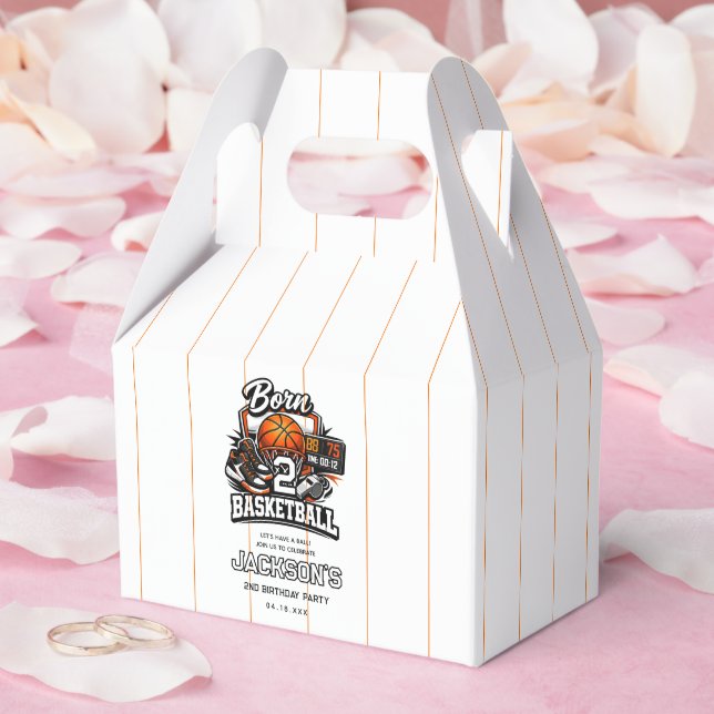 Born 2 Basketball | Sports Themed 2nd Birthday Geschenkschachtel (Hochzeit)