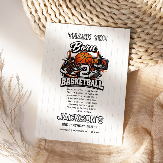 Born 2 Basketball Sports Themed Boy 2nd Birthday  Dankeskarte (Born 2 Basketball Sports Themed Boy 2nd Birthday Thank You Card
)