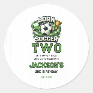 Born 2 Soccer Sports Themed Boy 2nd Birthday Party Runder Aufkleber
